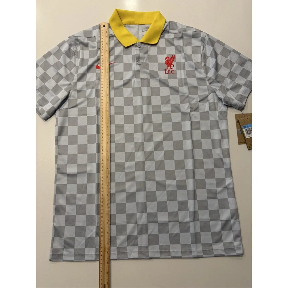 Nike Liverpool FC Victory Polo Shirt Mens M Dri-Fit FQ3127-077 Grey Checkered